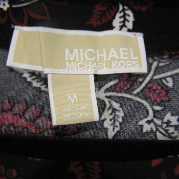 MICHAEL KORS BLACK FLORAL BLOUSE MEDIUM - Picture 4 of 6